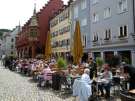 餐馆,正面,大教堂,布赖施高,巴登符腾堡,德国,欧洲