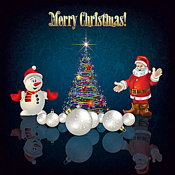 圣诞树,圣诞老人,雪人