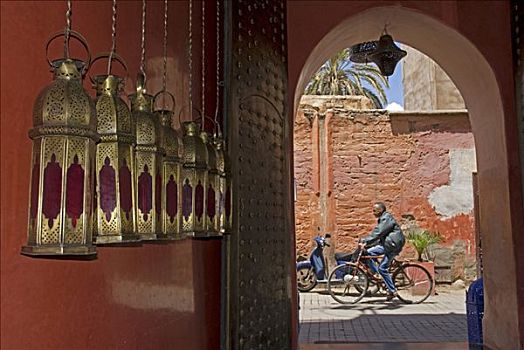 入口,阿拉伯,打开,2004年,咖啡,老城,区域,摩洛哥人,房子