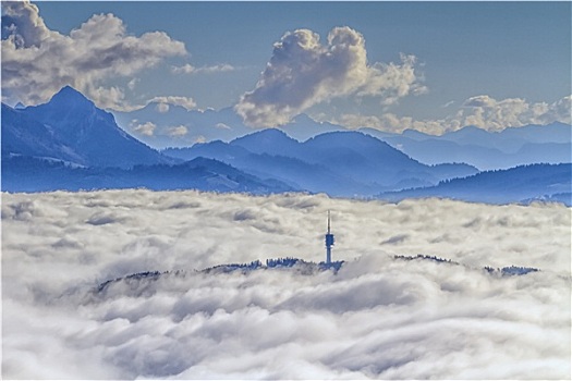 阿尔卑斯山,山,云,弗里堡,瑞士