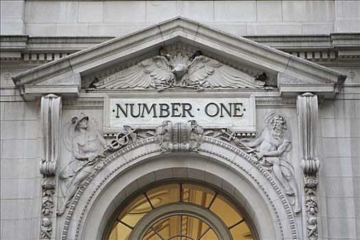 数字1,高处,入口,建筑,城市,纽约,美国