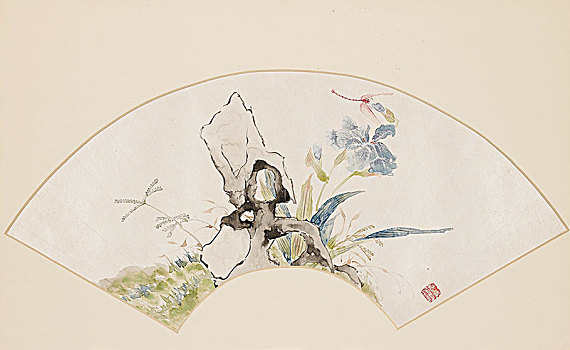 百合,石头,蜻蜓,19世纪,艺术家