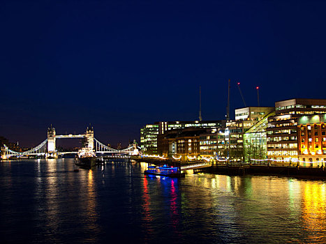 塔桥,夜晚,伦敦