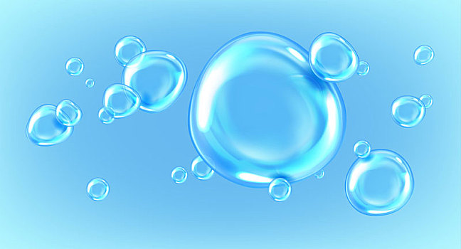透明蓝色气泡水泡大图