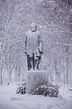 积雪,雕塑,公园