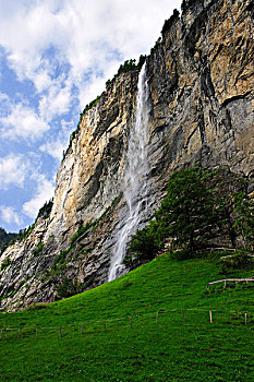 瀑布,靠近,因特拉肯,伯恩,瑞士,欧洲