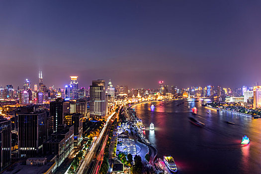 上海,黄浦江,两岸,夜景