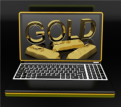 金色,笔记本电脑,展示,财富