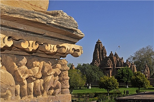 雕塑,西部,庙宇,克久拉霍,中央邦,印度,世界遗产