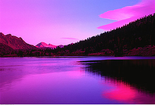 日出,上方,湖,国王峡谷,国家公园,加利福尼亚,美国