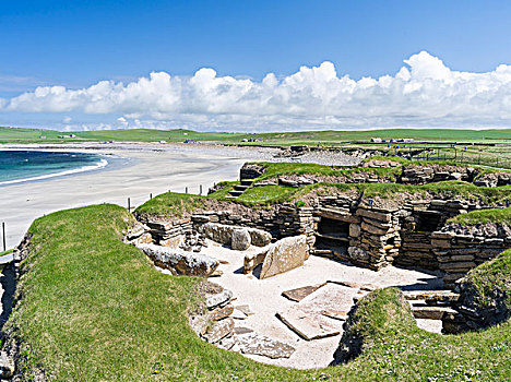 新石器时代,乡村,世界遗产,奥克尼群岛,苏格兰,大幅,尺寸