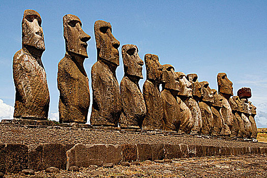 摩埃石像,山,拉诺拉拉库,复活节岛,智利