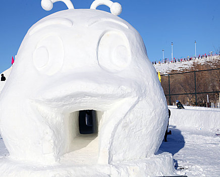 新疆巴里坤,冰雕雪雕迎新年