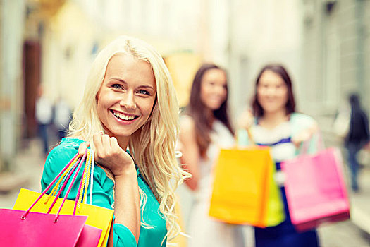 销售,购物,旅游,高兴,人,概念,美女,购物袋