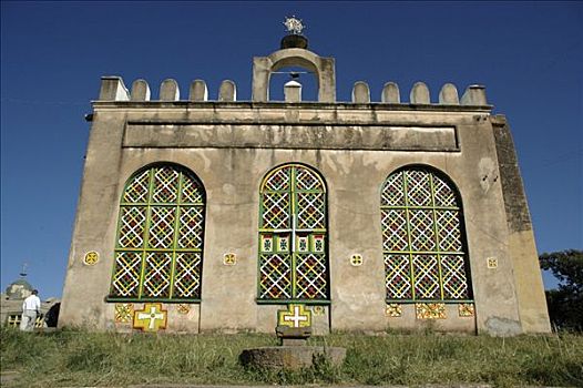 老教堂,彩色,窗户,阿克苏姆,埃塞俄比亚,非洲