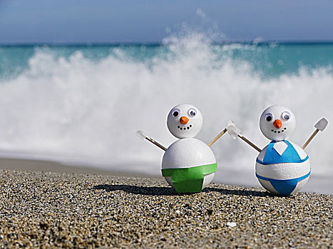 雪人,海滩,度假