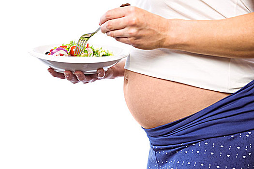 孕妇,吃,沙拉