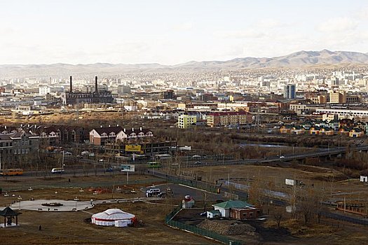 俯视,城市,乌兰巴托,蒙古