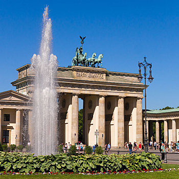 喷泉,勃兰登堡门,柏林