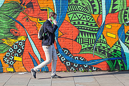 英格兰,伦敦,砖,道路,街头艺术
