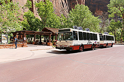 长途巴士,锡安峡谷,锡安国家公园,犹他,美国