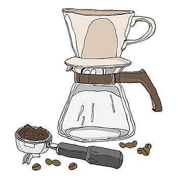 咖啡壶,新鲜,咖啡豆