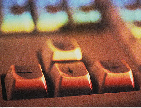 特写,箭头,按键,电脑键盘