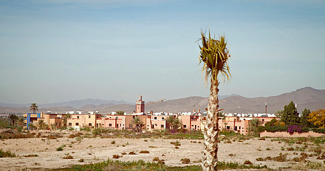 沙漠,房子,风景,摩洛哥