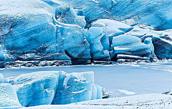 冰河,瓦特纳冰川,冬天,正面,大幅,尺寸