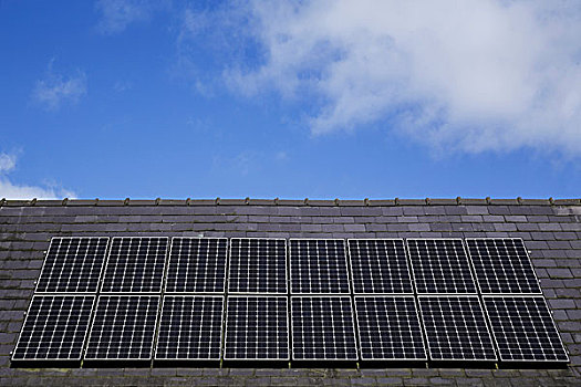 太阳能电池板,屋顶,房子,威尔士