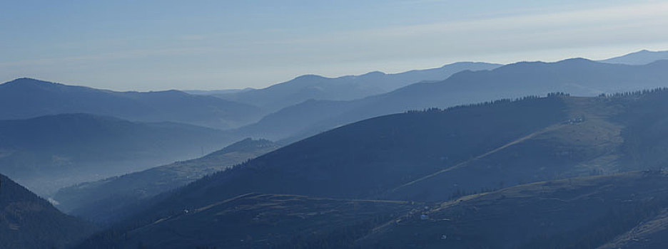 早晨,日出,山,春天,山景