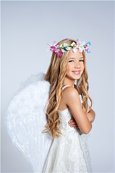天使,孩子,小女孩,头像,时尚,白人,翼