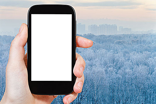 智能手机,抠像,显示屏,冰冻,树林
