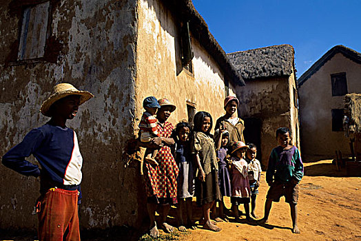 马达加斯加,靠近,家庭,正面,农舍