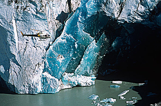 冰河,蓝色,冰,舌头,湾,不列颠哥伦比亚省,加拿大