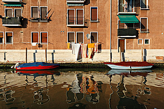 船,运河,正面,房子,威尼斯,意大利,欧洲