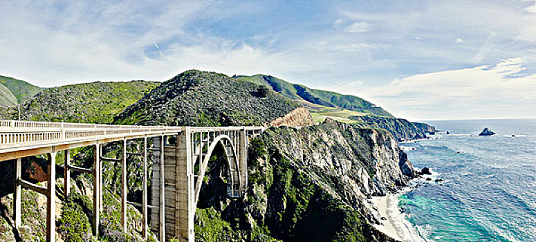 风景,海岸,桥,1号公路,大,加利福尼亚,美国