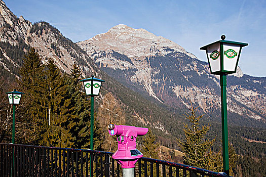 粉色,双筒望远镜,暸望,风景,山,提洛尔,奥地利