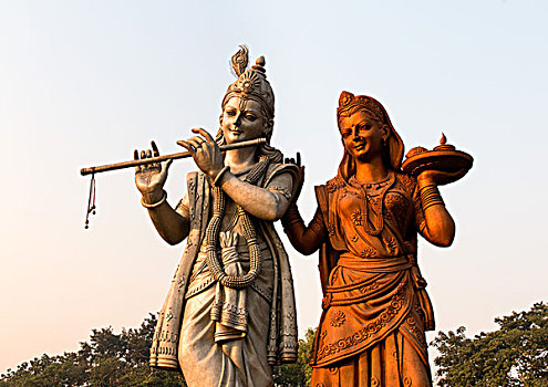 克利须那神,雕塑,寺庙,复杂,国际机场,新德里,德里,印度,亚洲