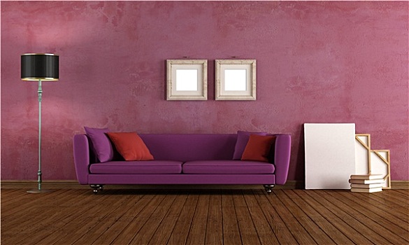 紫色,旧式,客厅