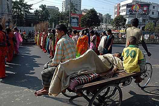 孟加拉,疾病,男人,队列,政治,激进,条理,聚会,白天,选举,欧盟,达卡,十二月,2006年