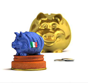 小猪,意大利,旗帜,正面,金色