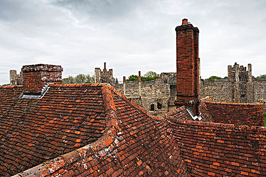 屋顶,墙壁,城堡,英格兰