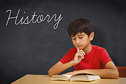 历史,黑板,文字,可爱,男孩,读,书本,图书馆