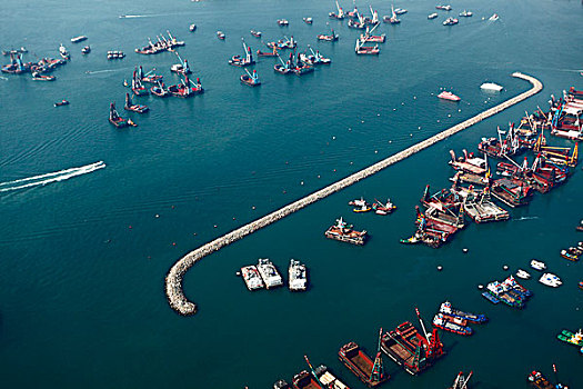 香港,商场,大厦,大楼,建筑,天际100大厦,维多利亚港,港口,轮船,俯视,全景