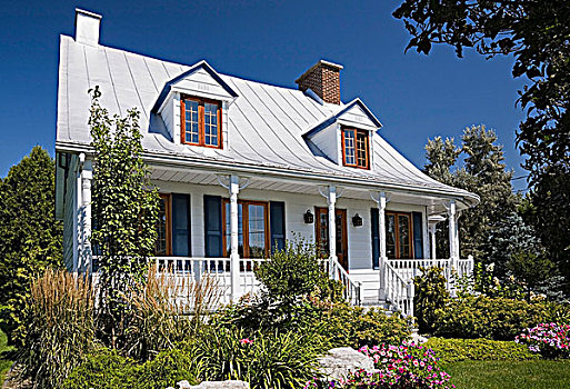 老,木质,侧面,住宅,家,风景,前院,魁北克,加拿大