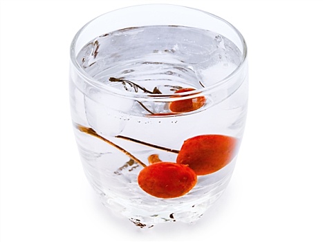 樱桃,玻璃杯,水