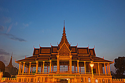 仰视,建筑,皇宫,金边,柬埔寨