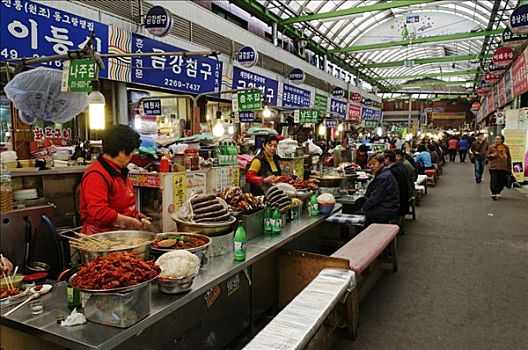 韩国料理,小,餐馆,食品摊,市场,首尔,韩国,亚洲