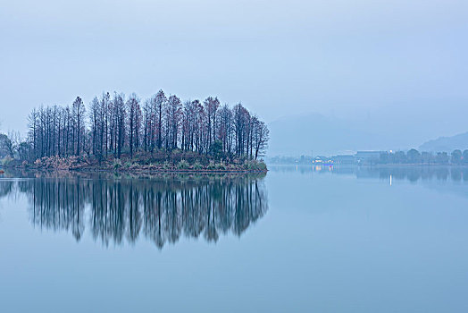 杭州湘湖自然风光水墨湘湖